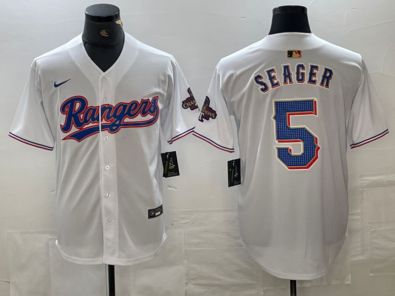 Men's Texas Rangers Corey Seager #5 White Home Jersey